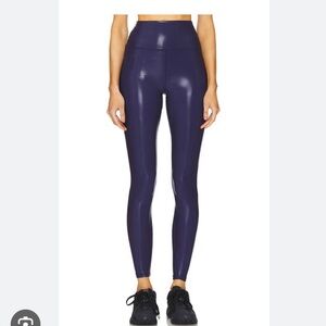Spiritual Gangster Ada High Gloss Shiny High-Waisted Leggings - Deep Purple